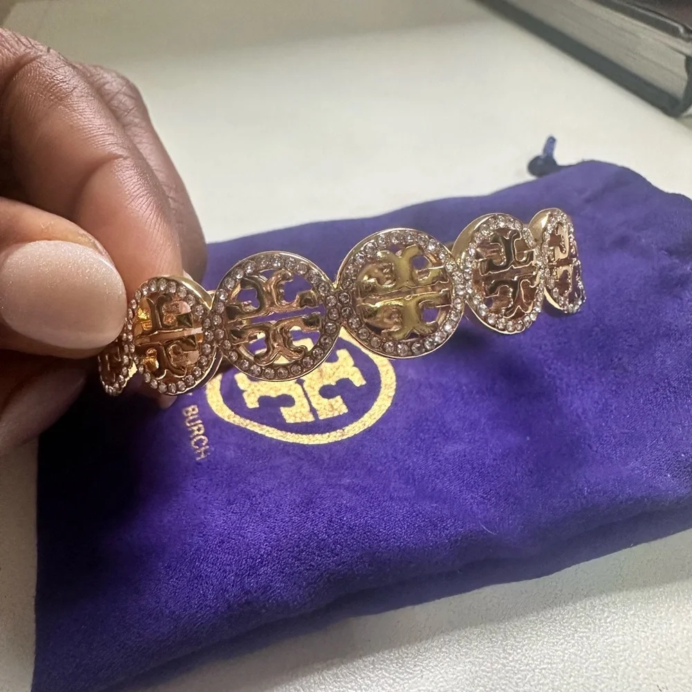 Tory Burch Gold Miller Pave Cuff - Picture 3 of 7